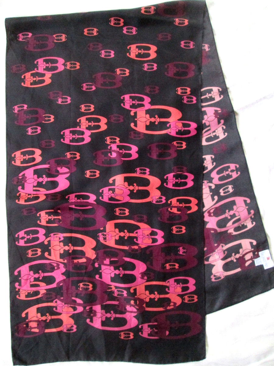 Foulard En Soie Vintage BRACCIALINI - 100% Soie 50x51 Cm Noir Tour De Cou