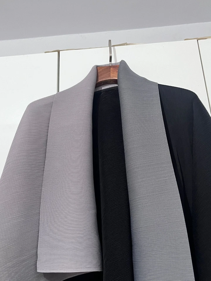 Issey Miyake черный + серый шаль пальто лацкан свободного пальто - Изображение 2 из 4