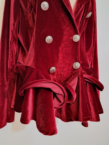 CBR Dark Red Maroon Velvet Velour Long Sleeve Top Women size M - Picture 6 of 9