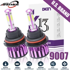 2Pcs 9007 HB5 LED Headlight 1800W 240000LM High-Low Beam 6500K White 4-Side Lamp