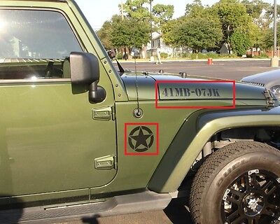 Jeep Military 5 inch Star Decal Kit Wrangler Cherokee Rubicon Liberty Sport