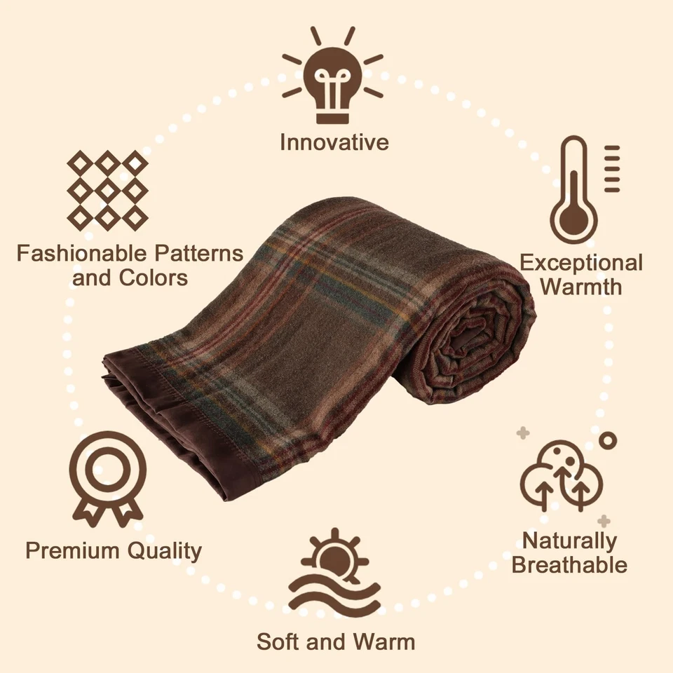 Manta de lana merino pura YOUR MOON talla Queen 100 % lana natural australiana Foto 3 de 4