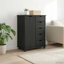Cabinet roulant avec roue Bois de Pin Massif Armoire rangement Bureau vidaXL vid
