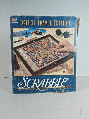 Scrabble Deluxe Travel Edition Crossword Board Game Vintage 1990 Milton Bradley