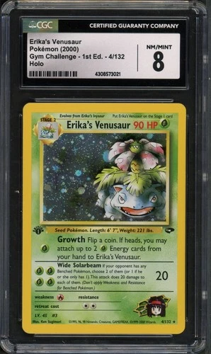 Pokemon CGC 8 NM / Mint 1st Ed. Gym Challenge Holo Erika's Venusaur 4/132
