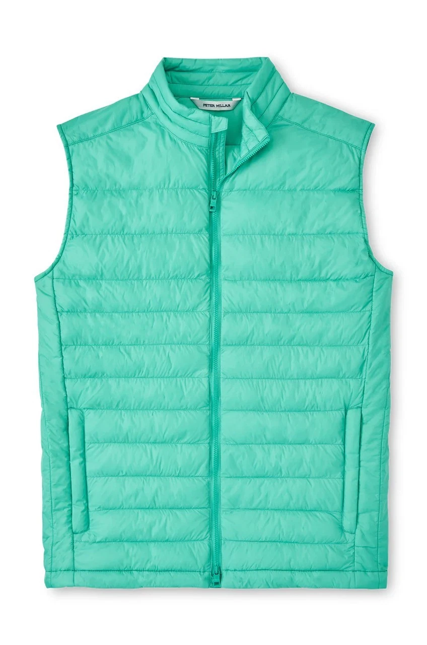 Peter Millar All Course Performance Full Zip Puffer Vest Meadow Green - Men's XL