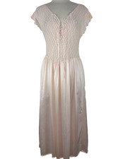 Cinema Etoile Nightgown Women  s Sz M Pink Silky Stunning Lingerie Sheer Lace Top
