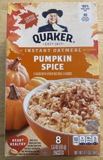 NUEVO QUAKER AVENA INSTANTÁNEA CALABAZA SABOR ESPECIA 1 CAJA CON 8 PAQUETES DE 1,5 OZ