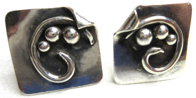 MCM ~ ENTZÜCKENDE STERLING-OHRRINGE ZUM ANSCHRAUBEN ~ SKURRILES DESIGN ~ 3/4'' QUADRATISCH