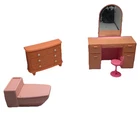 Vintage 70s-80s Pink Mattel Barbie Furniture Lot Toilet, Vanity, Dresser & Chair