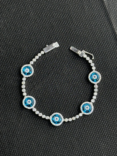 Silver Evil Eye Bracelet Silver Tennis Bracelet Blue 14k Gold Evil Eye