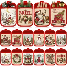 Jingmore 12 Pcs Christmas Pot Holders with Pocket Xmas Retro Pot Holders for ...