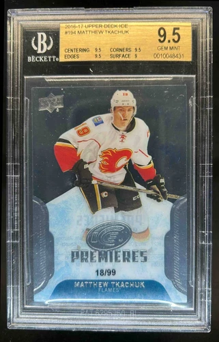 2016-17 Upper Deck Ice Matthew Tkachuk Rookie RC #18/99 Flames BGS 9.5