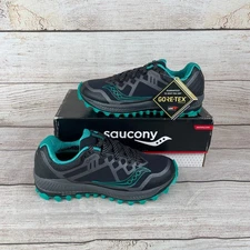 Saucony Peregrine 8 GTX Womens Sz 5 Trail Running Shoes Black Grey Green