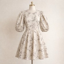 Zimmermann Dress Size 4 US 12 Large Mini Day 100% Linen Neutral Cottagecore Zip