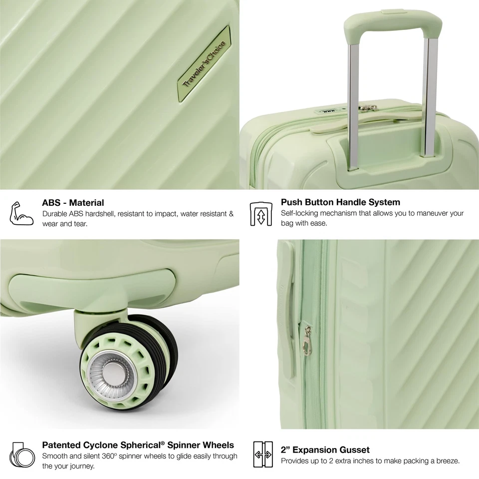 Elm Expandable Spinner Luggage Set, Glossy Mint, 29" Checked - Image 3 of 4