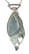 Sterling Silpada Contemporary Textured Leaf Charm 20.5" Necklace N3226