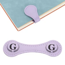 Personalized Magnetic Leather Bookmark, 26 Letters Bookmark, (Purple/G)
