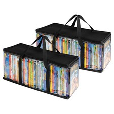 Stock Your Home DVD Storage Bags Set of 2 Media Organizer Bag 2 Pack, Black