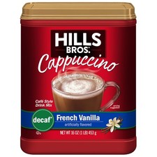 Hills Bros Decaf French Vanilla Cappuccino Mix, 16 Oz,Coffeehouse Flavor At Home