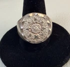 Vintage Sterling Silver Aztec Calendar Ring | SZ 11.25 | 10.7g