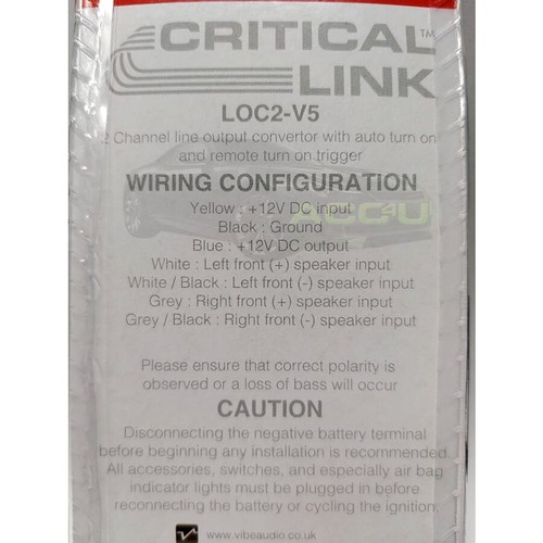 Vibe Car Speaker Wire 2 Channel Stereo Amp Amplifier Line Converter LOC2-V5 - Picture 4 of 6