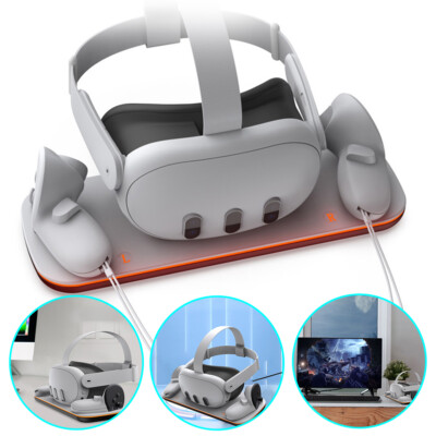 Charging Dock USB-C Cable for Meta Quest 3 VR Headset Controller Charging Stand