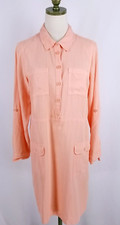 Soft Surroundings Womens Size S Lyocell Linen Blend Peach Shirt Dress Pockets