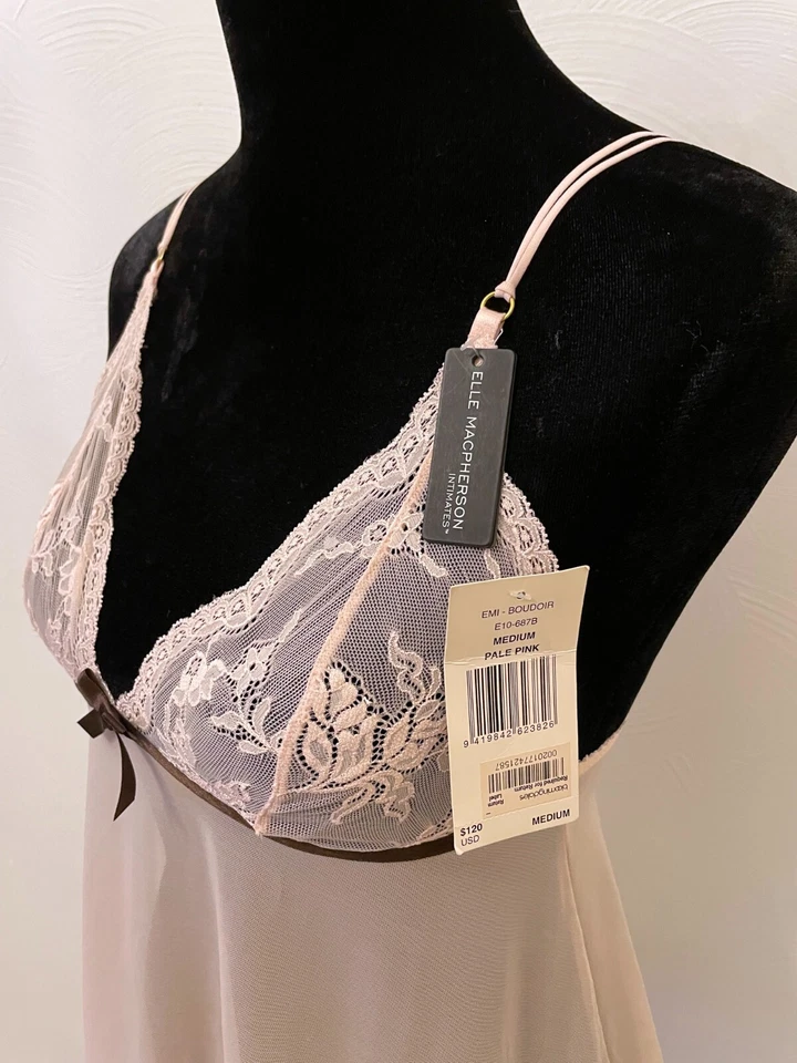 Elle Macpherson Intimates Womens Lace Boudoir Babydoll Top Medium Pale Pink Knit - Image 4 of 4