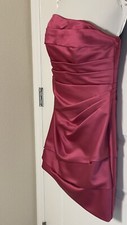 David’s Bridal Watermelon Short Pleated Satin Strapless Dress Size 4 F14212