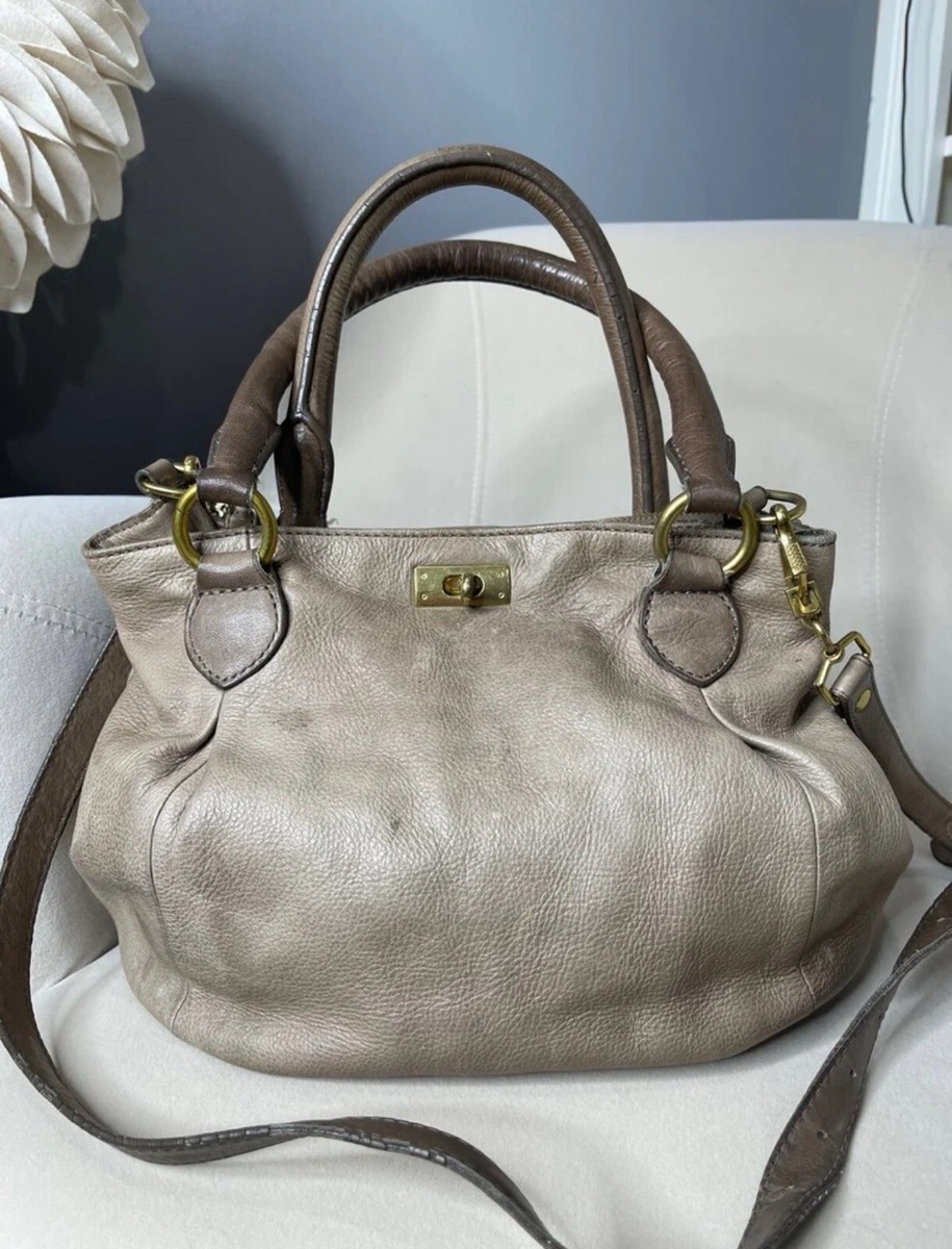 J. Crew Women's Brompton Pebbled Leather Boho Shoulder Bag Taupe & Gold View 5