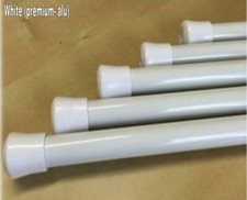 1 x Premium Non Rust Aluminium Extendable WHITE Spring Loaded Shower Rail Rod 