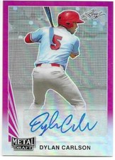 2020 Leaf Metal Draft Baseball DYLAN CARLSON Pink Parallel Autograph 13/20