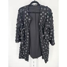 Chelsea & Theodore Black Spotted Long Sleeve Open Front Jacket Sz 1x