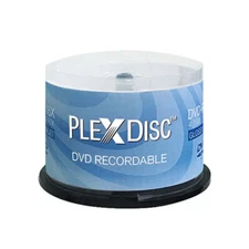 50 PC PlexDisc 16X 4.7 GB DVD-R Glossy White Inkjet Hub Printable Disc 632-514