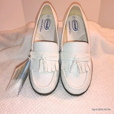 NWT Dr. Scholl's Women's 7M. White Leather Slip On Double Air Pillow Insoles...