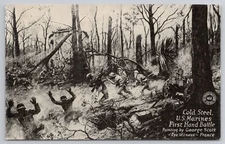 Cold Steel U.S. Marines First Hand Battle WWI Art Postcard George Scott