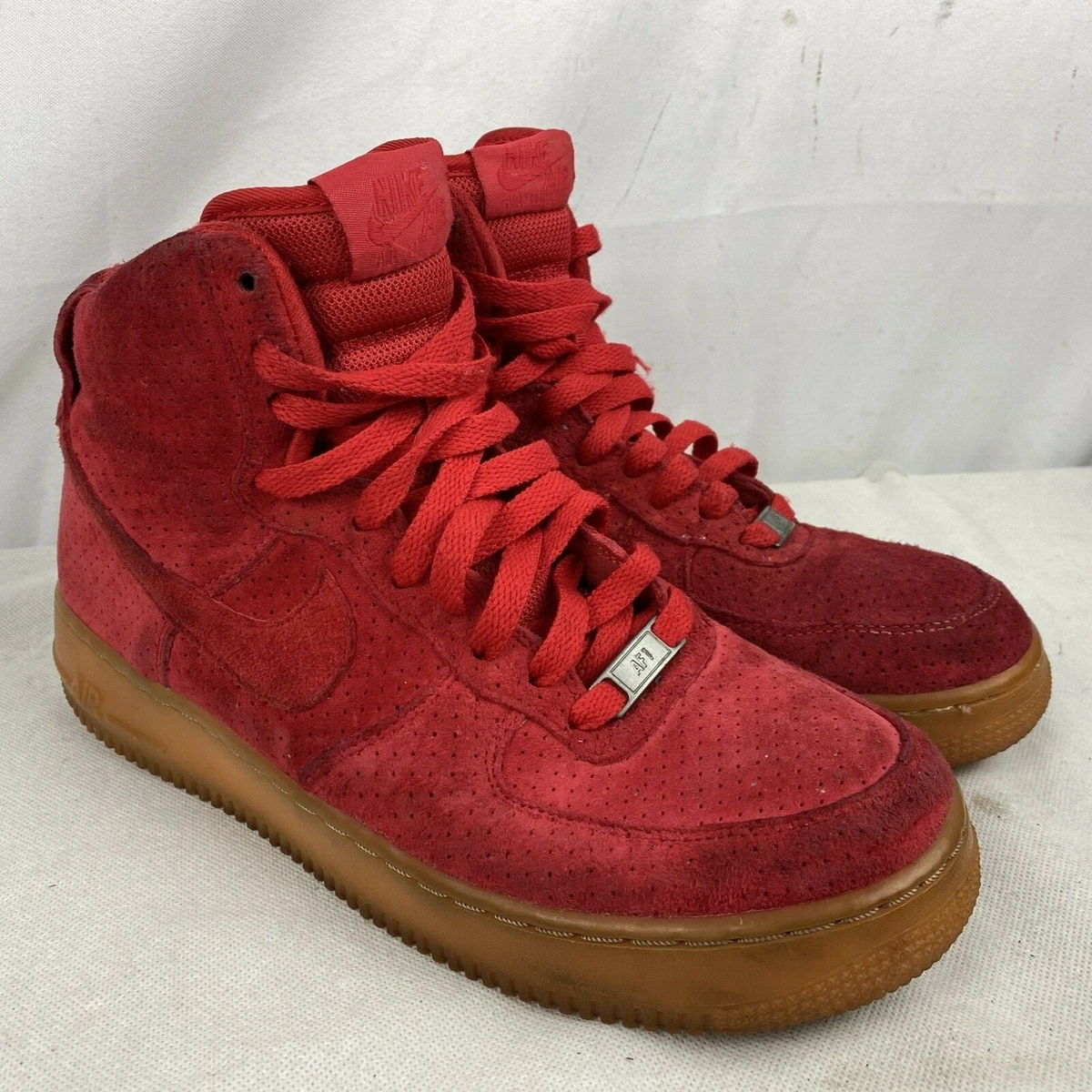 Nike Air Force 1 High - Size 10, University Red Suede/ Team White (Lightly  Used)