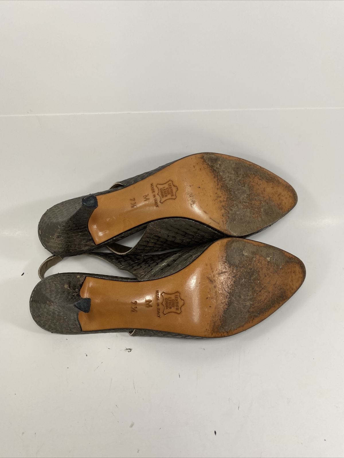 Décolleté a punta YVES SAINT LAURENT pelle di serpente con cinturino alla caviglia taglia 7 5 M *