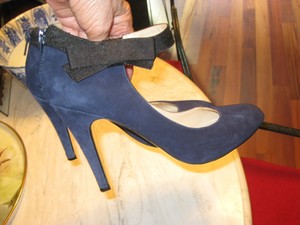 dark blue suede heels