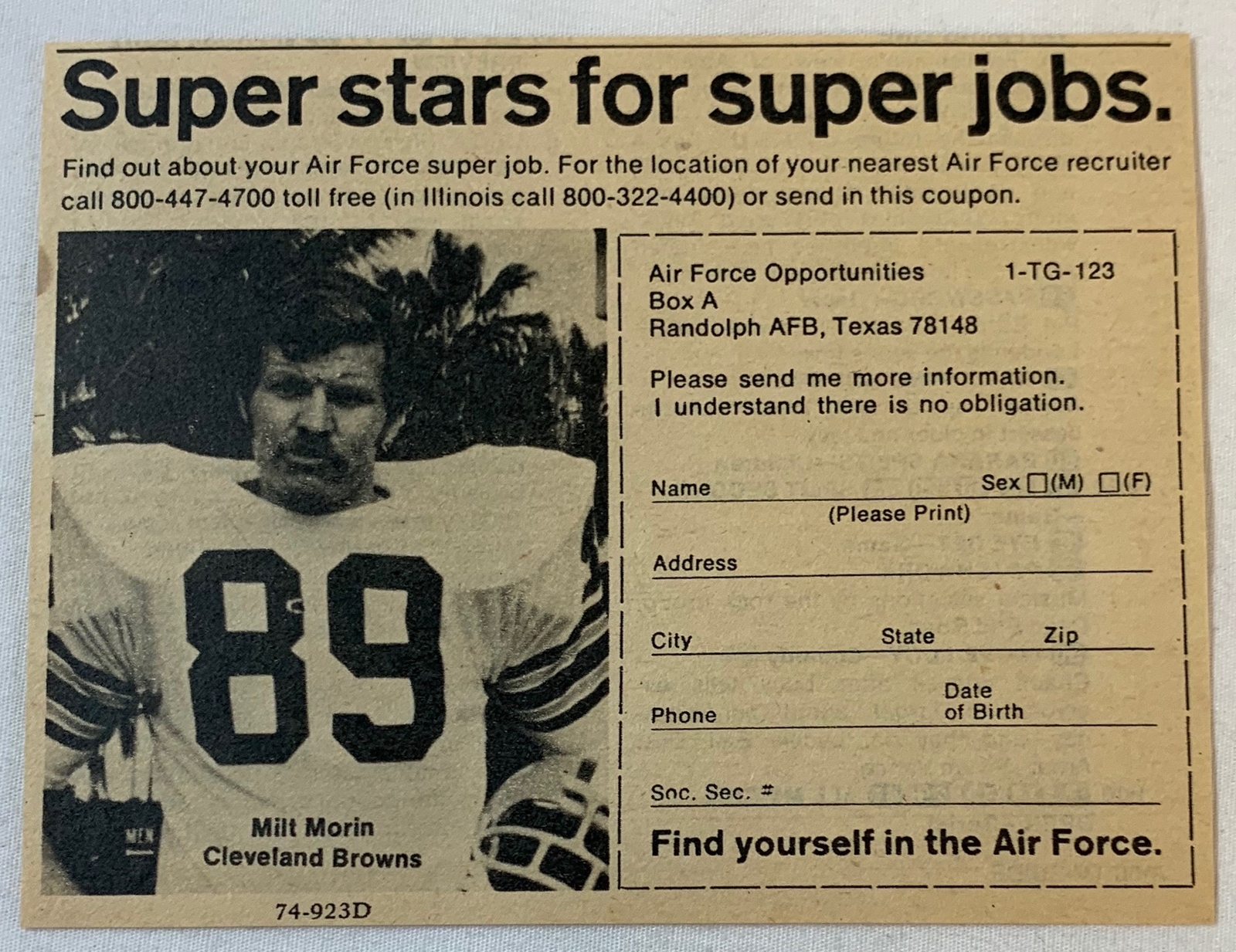1973 newsprint US AIR FORCE ad MILT MORIN Cleveland Browns eBay