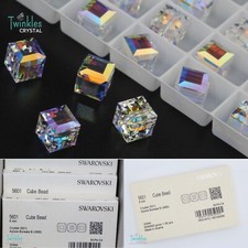 Swarovski 4mm 6mm 8mm 10mm Crystal Cube Bead Square Factory Pack 5601-001AB