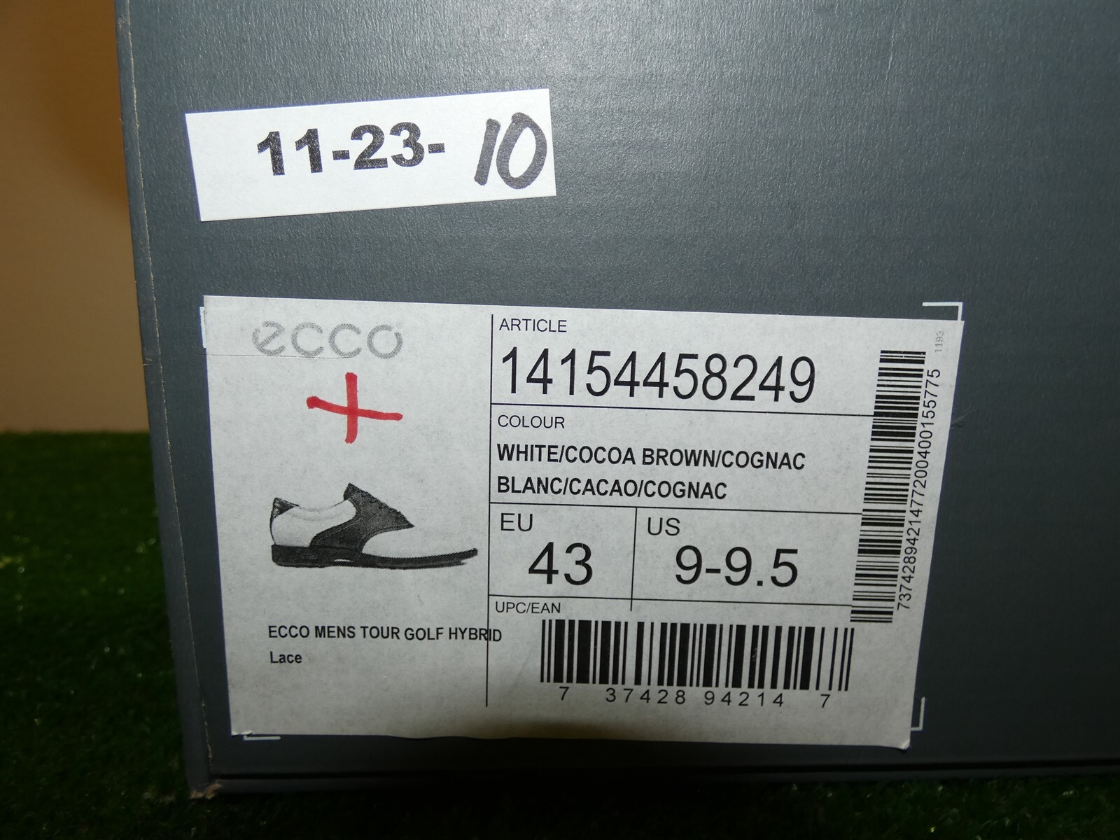 ECCO Men's Tour Hybrid Lace Golf Shoes White/Brown 9-9.5M New