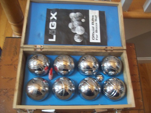 VTG Logix Bocce Ball Chrome Set , Wooden Carrying Case. NICE - Picture 2 of 11