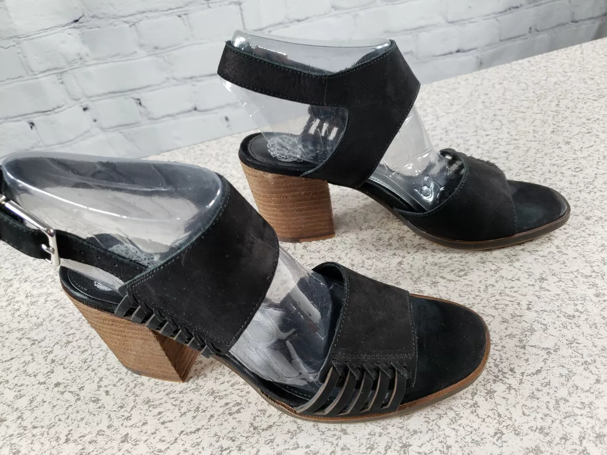Vince Camuto Leather Two Piece Heeled Sandals Karmelo Black