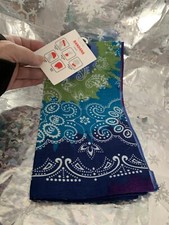    Basic Cotton Bandana Blue Green One Size Fits Most NWT