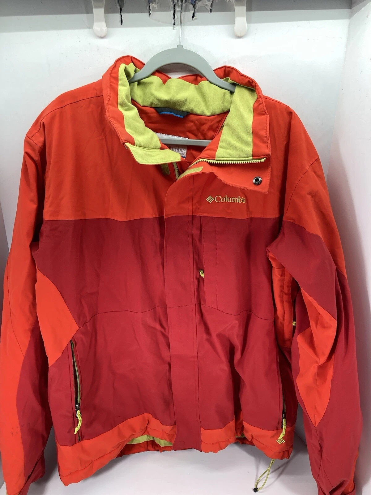 Columbia Interchange Jacket Men Large Red Full Zip Soft Shell Ski Wear No Hood