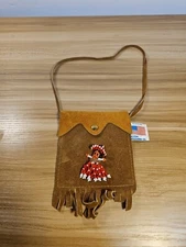 Vintage Bloom Brothers Co Leather Coin Purse Beaded USA