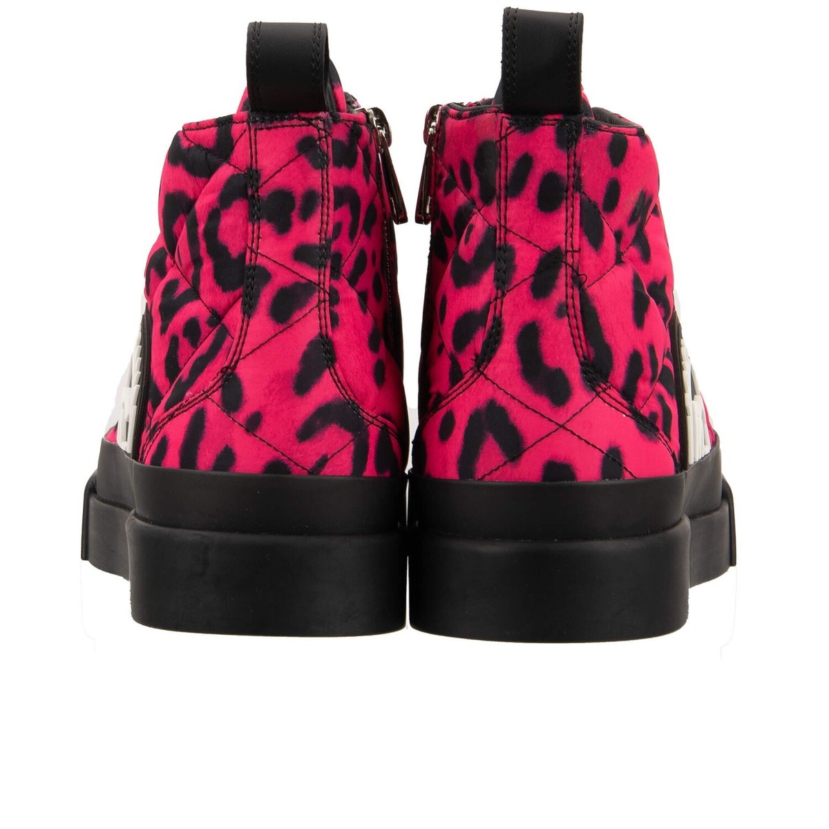DOLCE & GABBANA DG Logo Leopard High Top Boots Shoes Sneaker Pink