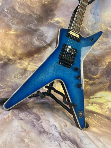 Hot Blue Irregular Shaped Electric Guitar with Satin Nitrolacquer Finish Remains